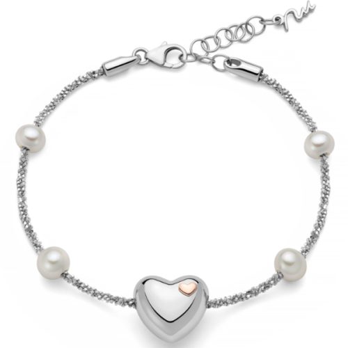 Bracciale Cuore Argento Perle MILUNA
