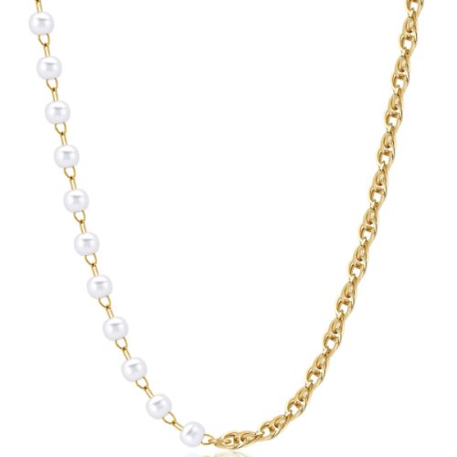 Collana Dorata da Donna in Acciaio e Perle S'AGAPO'