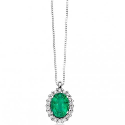 Collana Smeraldo Contorno Brillanti MILUNA