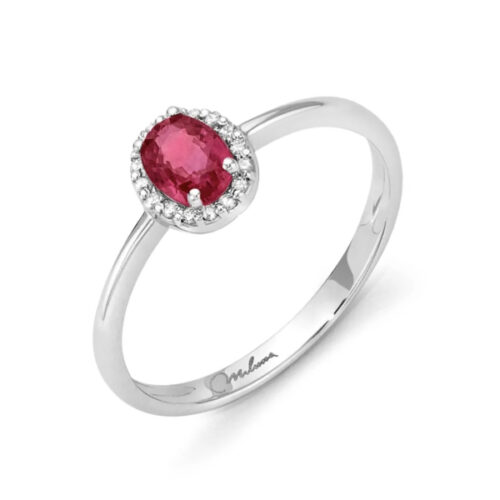 Anello Rubino Contorno Brillanti MILUNA