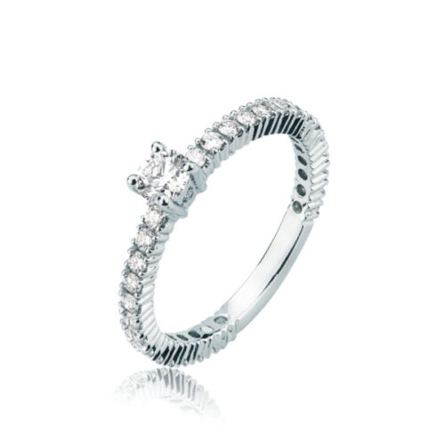 Anello Solitario Brillanti Contorno MIRCO VISCONTI