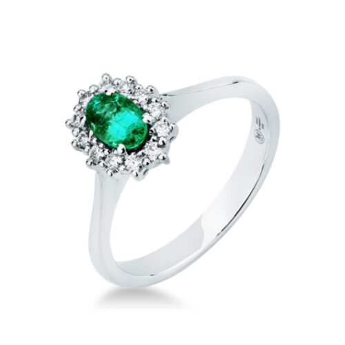 Anello Smeraldo Contorno Brillanti MIRCO VISCONTI
