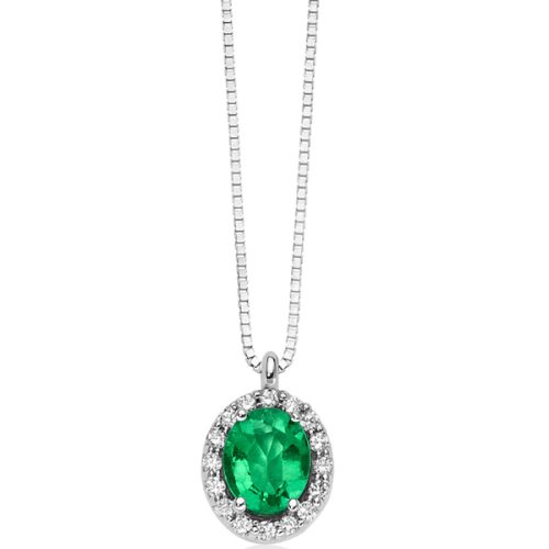 Collana Smeraldo Contorno Brillanti MILUNA