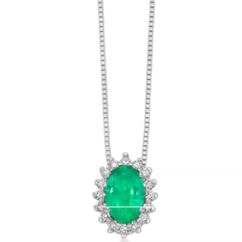 Collana Smeraldo Contorno Brillanti MILUNA