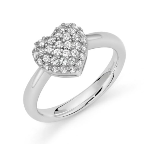 Anello Cuore Argento Brillantini MILUNA